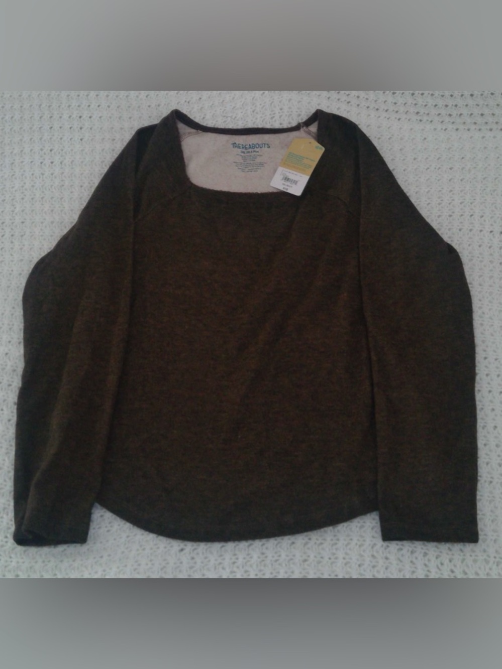 Thereabouts Girls Square Neck Long Sleeve t-shirt in root beer size 2XL PLUS